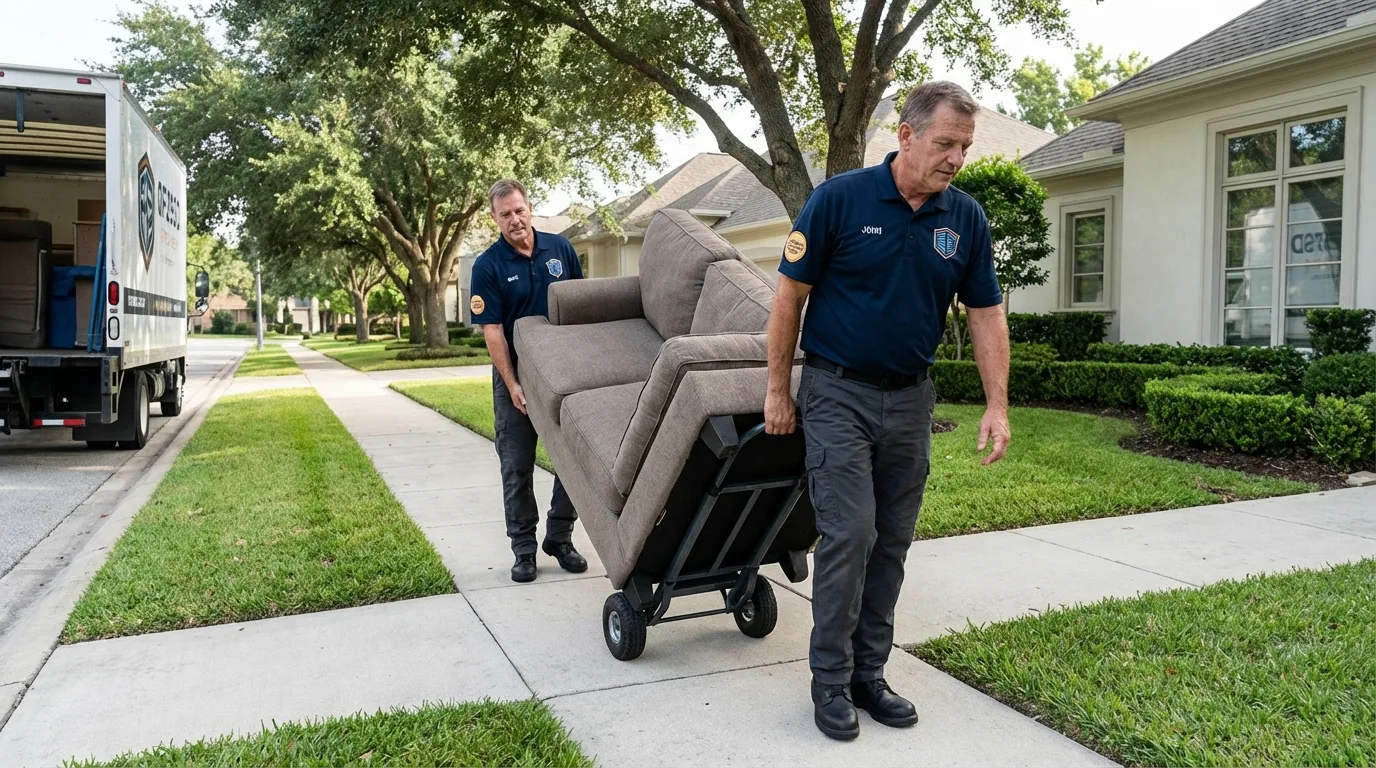 Local residential moving crew loading furniture in Nokomis, IL